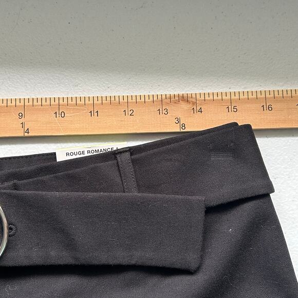 Alfani Trouser Leg Dress Pants Deep Black Silver Tone Circular Belt Buckle Sz 4 - Picture 13 of 16